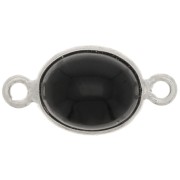 Distanziatore ovale in pietra semi preziosa 13x8 mm - Argento 925 - Onice nero x1|raw }}