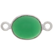 Distanziatore ovale in pietra semi preziosa 13x8 mm - Argento 925 - Onice verde x1