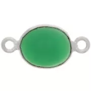 Distanziatore ovale in pietra semi preziosa 13x8 mm - Argento 925 - Onice verde x1