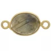 Distanziatore ovale in pietra semi preziosa13x8 mm-Arg925 dorato- Labradorite
