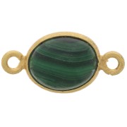 Distanziatore ovale in pietra semi preziosa 13x8 mm - Arg925 dorato - Malachite|raw }}