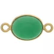 Distanziatore ovale in pietra semi preziosa tinta 13x8mm Arg925 Dorato Onice verde