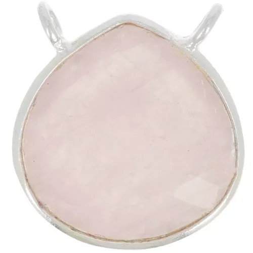Distanziatore collana goccia sfaccattato 17x16 mm - Arg925- Quarzo rosa x1