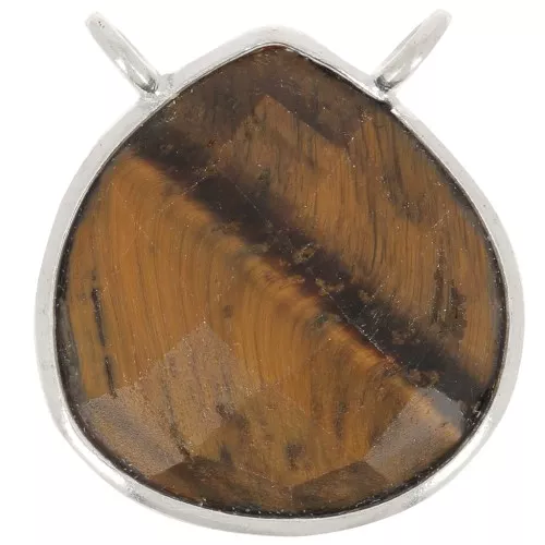 Distanziatore collana goccia sfaccattato 17x16 mm - Arg925 - Occhio di tigre x1