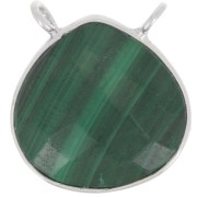 Distanziatore collana goccia sfaccattato 17x16 mm - Arg925 - Malachite x1|raw }}
