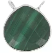 Distanziatore collana goccia sfaccattato 17x16 mm - Arg925 - Malachite x1