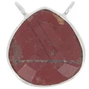 Distanziatore collana goccia sfaccattato 17x16 mm - Arg925 - Diaspro rosso x1