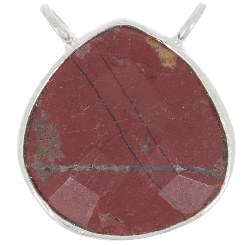 Distanziatore collana goccia sfaccattato 17x16 mm - Arg925 - Diaspro rosso x1