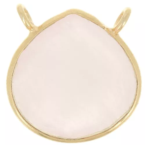 Distanziatore collana goccia sfaccattato 17x16 mm - Arg925 dorato- Quarzo rosa