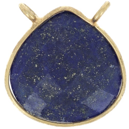 Distanziatore collana goccia sfaccattato 17x16 mm Arg925 dorato - Lapislazzuli