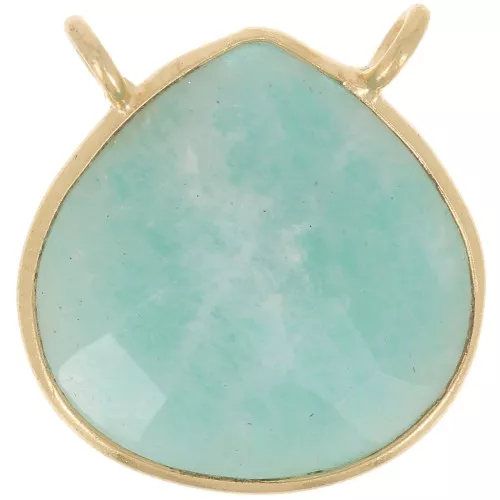 Distanziatore collana goccia sfaccettato 17x16 mm - Argento 925 dorato- Amazzonite