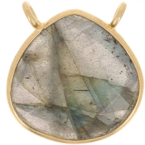 Distanziatore collana goccia sfaccettato 17x16 mm Argento 925 dorato- Labradorite