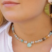 Distanziatore collana goccia sfaccettato 17x16 mm Argento 925 dorato- Labradorite