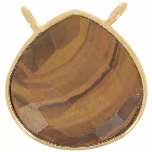 Distanziatore collana goccia sfaccettato 17x16mm Arg925 dorato -Occhio di tigre