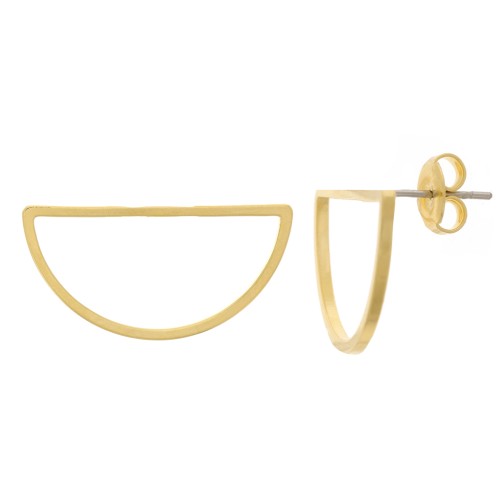 Orecchini perno mezzaluna 30x15 mm - placcato oro 3 micron x2