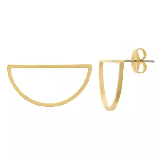 Orecchini perno mezzaluna 30x15 mm - placcato oro 3 micron x2
