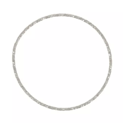 Anello rotondo chiuso con diamante 29 mm - placcato argentato fine x1