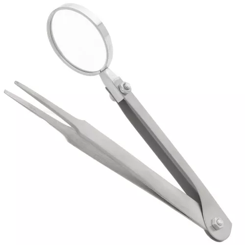 Pinzetta di precisione 12 cm con lente d'ingrandimento di Perles&Co x1