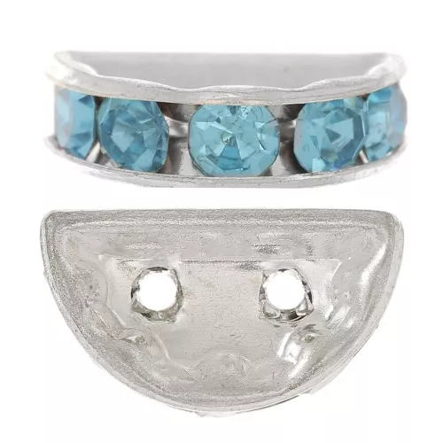 Rondella Mezza-Luna mm. 14x8 argentata Aquamarine x1