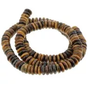 Perla Heishi a forma di rondella in pietra semipreziosa 6x2,5 mm - Occhio di tigre x 37 cm