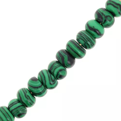 Perline rotonde - Heishi imitazione pietra semipreziosa 8,5x5 mm - Malachite x15