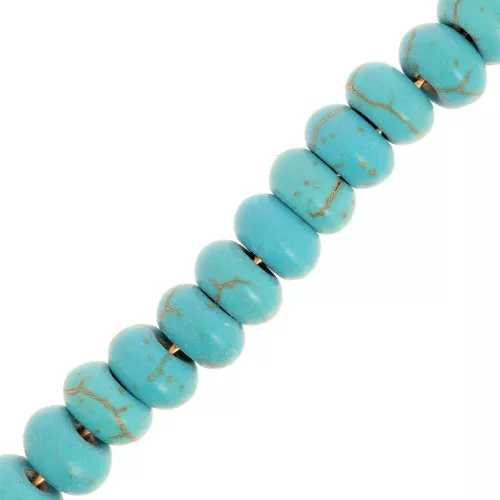 Perline rotonde - Heishi imitazione pietra semipreziosa 8,5x5 mm - Turchese x15