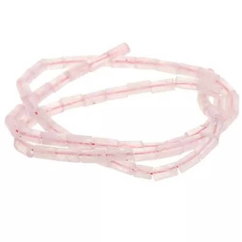 Perline tubolari in pietra semipreziosa 6x3 mm - Quarzo rosa x38cm