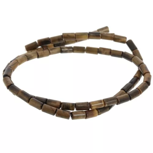 Perline tubolari in pietra semipreziosa 6x3 mm - Occhio di tigre x38cm