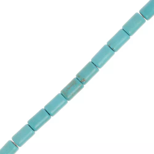 Perline tubolari in pietra semipreziosa 6,5x4 mm - Turchese x38 cm