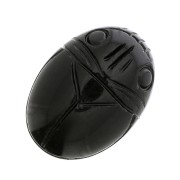 Scarabeo ovale inciso cabochon 18x13 mm in pietra preziosa - Agate nero x1|raw }}