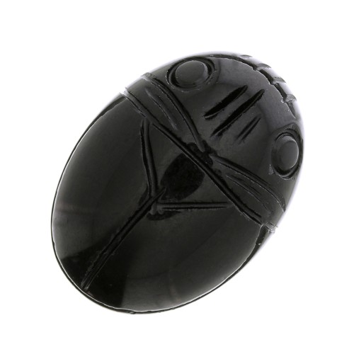 Scarabeo ovale inciso cabochon 18x13 mm in pietra preziosa - Agate nero x1