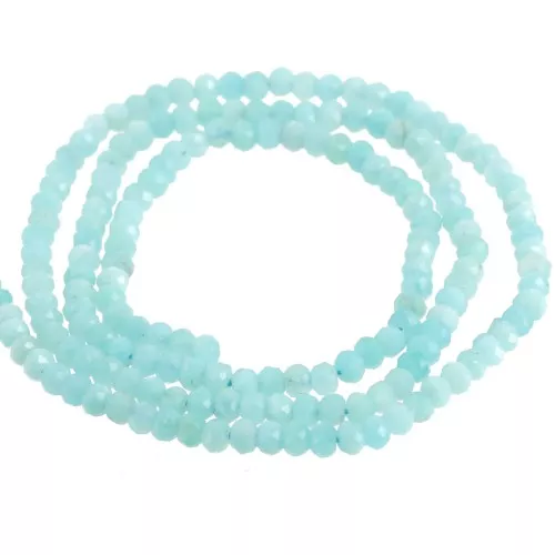 Perla rotonda appiattita sfaccettata 3.5x2.5mm pietra semipreziosa - Amazzonite x39cm