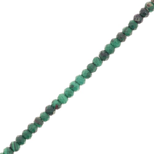 Perline tonde appiattite sfaccettate 3,5x2,5 mm - Malachite x39cm
