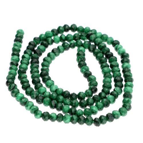 Perline tonde appiattite sfaccettate 3,5x2,5 mm - Malachite x39cm