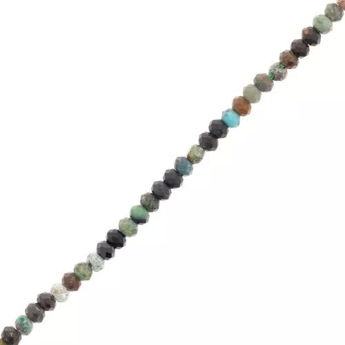 Perline tonde appiattite sfaccettate 3x2 mm - Turchese x39cm