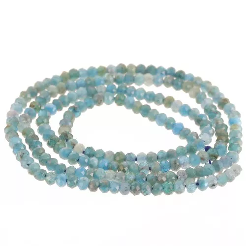 Perline sfaccettate tonde e appiattite 3x2 mm - Apatite x39cm