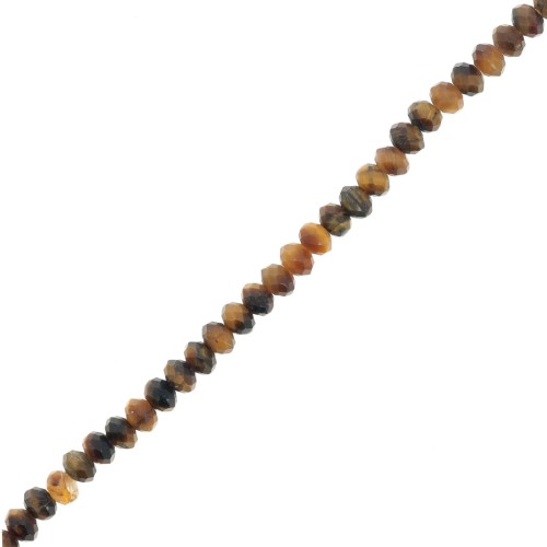 Perline tonde appiattite sfaccettate 3x2 mm - Occhio di tigre x39cm