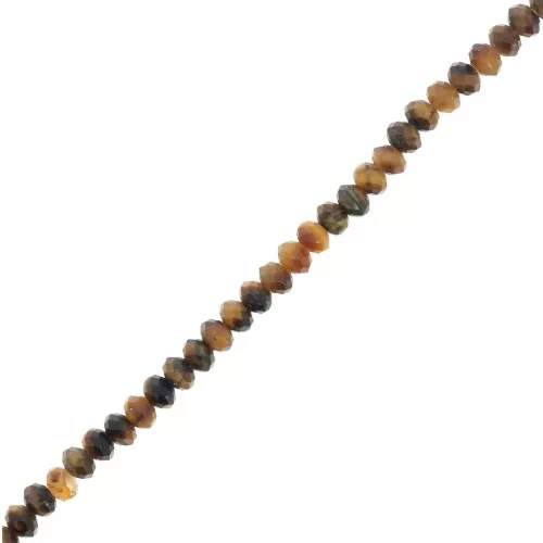 Perline tonde appiattite sfaccettate 3x2 mm - Occhio di tigre x39cm