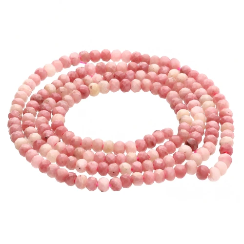 Perline tonde appiattite sfaccettate 3x2 mm - Rodonite x39cm