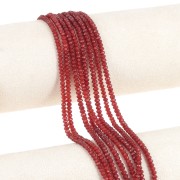 Perline rotonde sfaccettate appiattite 3,5x2 mm in pietra semipreziosa - Corniola x39cm