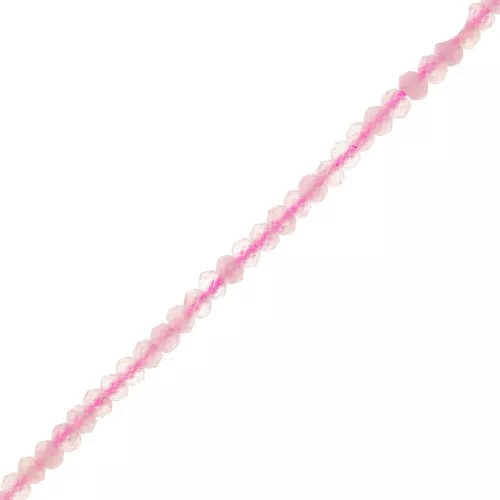 Perline appiattite sfaccettate 3x2 mm - Quarzo rosa x39cm