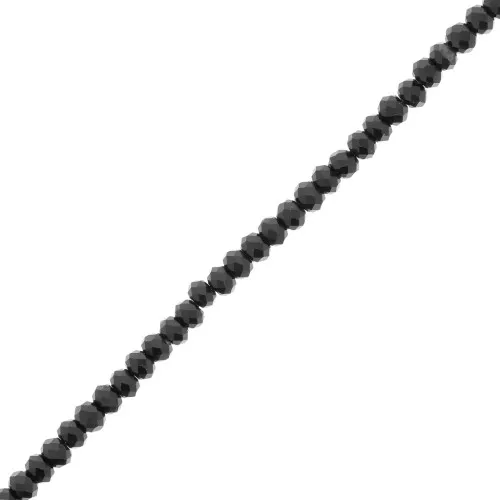 Perline sfaccettate tonde appiattite 3x2 mm - Agata nera x39cm