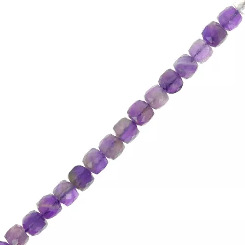 Perline cubiche sfaccettate 4,5x4,5mm in pietra semipreziosa - Ametista x10