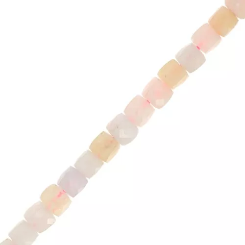 Perline cubiche sfaccettate 5x5 mm in pietra semipreziosa - Morganite x10