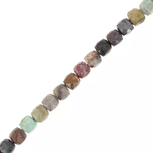 Perline cubiche sfaccettate 4,5x4,5 mm in pietra semipreziosa - Turchese x10