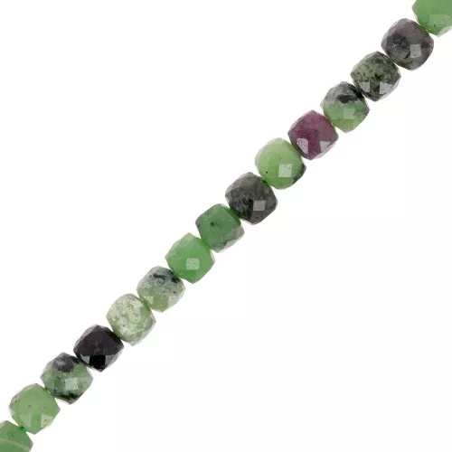 Perline cubiche sfaccettate 4,5x4,5 mm in pietra semipreziosa - Zoisite Rubino x10