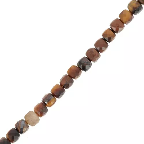 Perline cubiche sfaccettate 4x4mm in pietra semipreziosa- occhio di tigre x10