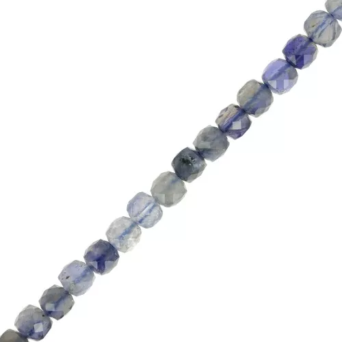 Perline cubiche sfaccettate 4x4mm in pietra semipreziosa 4x4 mm iolite x10