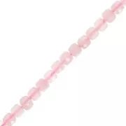 Perline cubiche sfaccettate 4x4mm in pietra semipreziosa - quarzo rosa x10