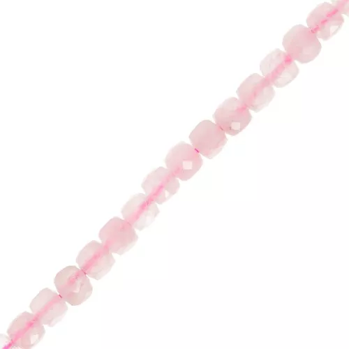 Perline cubiche sfaccettate 4x4mm in pietra semipreziosa - quarzo rosa x10